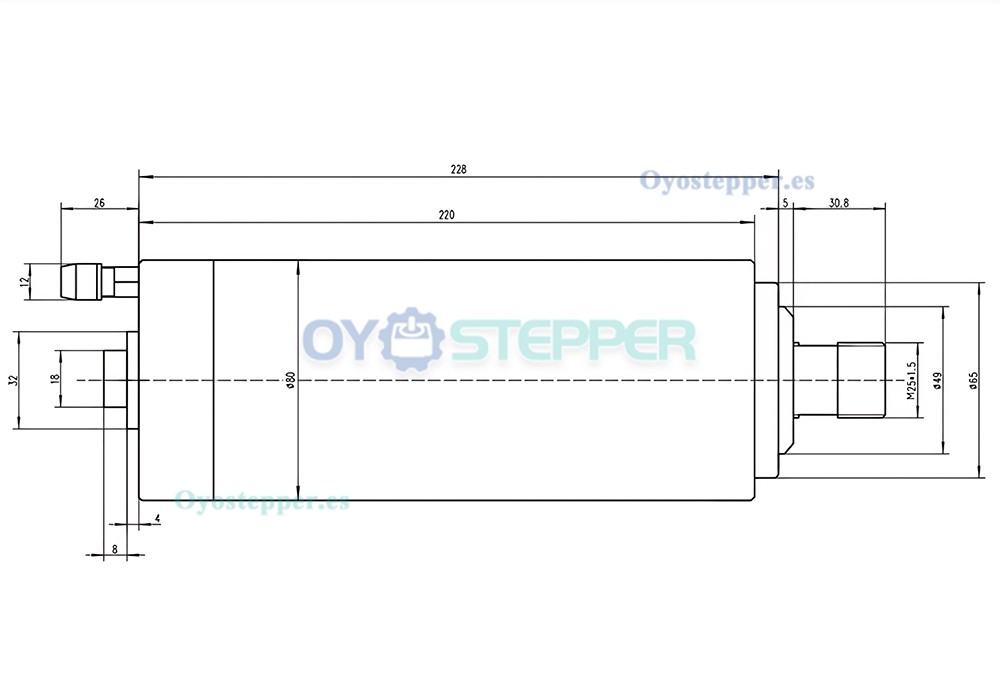 Motor de husillo CNC de 2,2kW ER20 80mm 24000rpm 110V/220V/380V refrigerado por agua